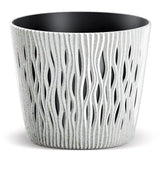 Prosperplast Sandy Round Eco Wood Planter 22.5x22.5x19.2cm - Eco White